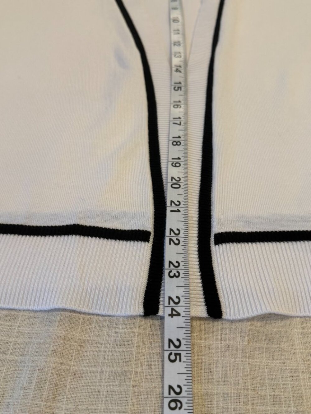 89th + Madison White Open Front Cardigan Sweater Black Trim Plus Size 2X - Picture 2 of 7